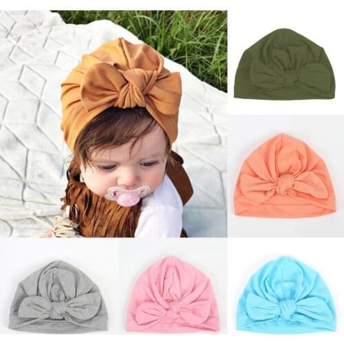 Warm Baby Hats For Boys Girls Infant Autumn Winter Soft Cap Knitted Indian Hat With Bow Baby Bonnet Head Accessories