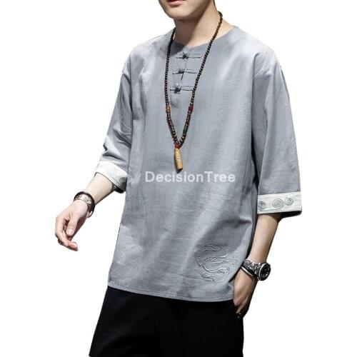 2021 traditional chinese hanfu blouse wu tang suit men kung fu t shirts streetwear outwear chinese style stand collar shirt