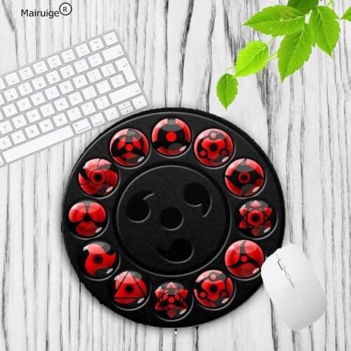 Mairuige Naruto Logo Unique Desktop Pad Game Lockedge Mousepad Size for 20*20 22*22cm Lock Edge Round mousepad Rubber Mousemats