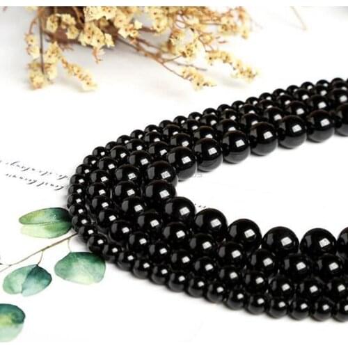 High Quality Natural Black Tourmalines Stone 4/6/8/10/12/14/16mm Round Necklace Bracelet Jewelry Gem Loose Beads 38cm wk195jd