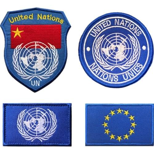 European Union Embroidery Velcro patches hook and loop Armband Outdoor Bag Sticker Armband United Nations patch