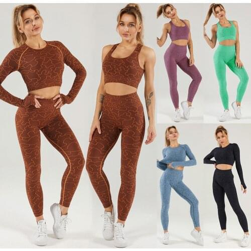 Women Seamless Sportswear 2 Pieces Yoga Set Women Sports Bra and Leggings Fitness Running Workout Clothes Gym Outfit