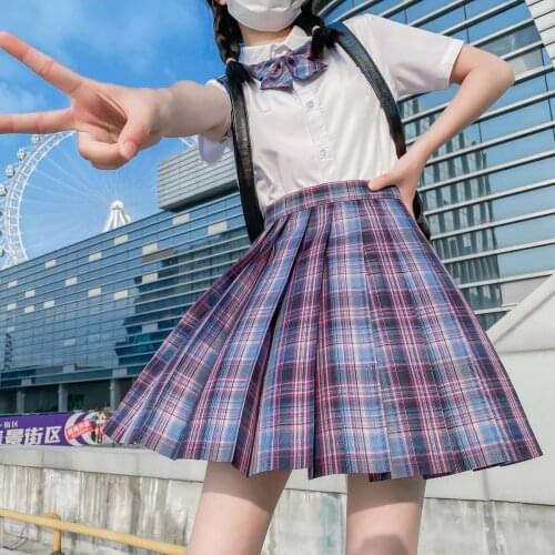 HYNOATH Summer Fashion Sexy Women Plaid Skirts Harajuku High Waisted Kawaii JK Cosplay Pleated Skirt Ladies Sweet Mini Skirts