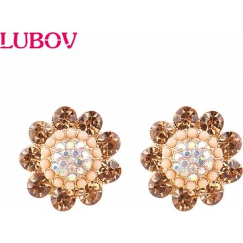 2019 Fashion Korean Style Small Circle Stud Earrings Luxury Gold Color Rhinestone Earring Women Weddings Party Jewelry