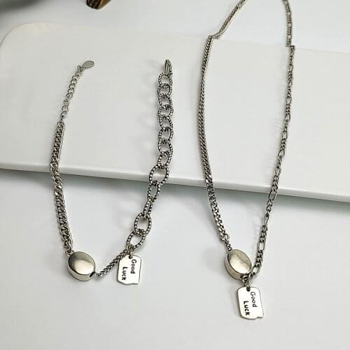 925 Sterling Silver New Arrival Round Ball Pendant Necklace Bracelet Female Simple Fashion Elegant Love Clavicle Chain Set