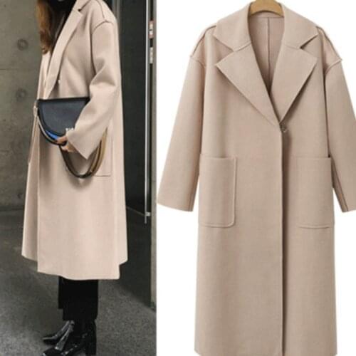 NORMOV Autumn Women Coat Harajuku Streetwear Clothes Korean Velvet Jacket Wool Coat Female Office Solid Wide-Waisted Overcoat