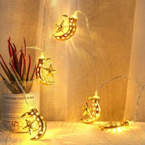 1.5m 10led Eid Mubarak Moon Star Palace Light Led String Islamic Muslim Festival Party Home Decor Ramadan Kareem Ornament