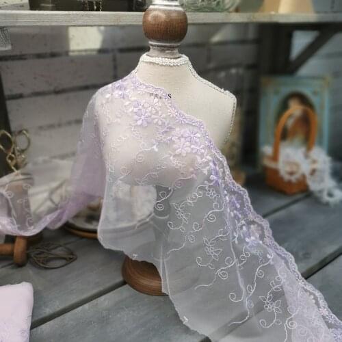 2Yards Purple Flower Fabric Embroidery Lace Trim Ribbons DIY Garment Wedding Wrapping Bra Underwear Fabric DIY Materials 18cm