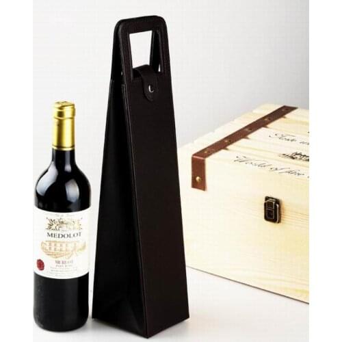 50pcs Luxury Portable PU Leather Wine Bags Red Wine Bottle Packaging Case Gift Storage Boxes With Handle Bar Accessories