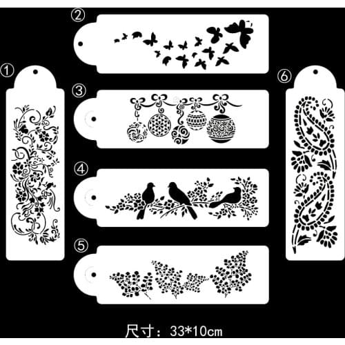 6pcs Animals Magpie Bird Scrap Walls Stencil Airbrush Painting Decor Stencils for Diy Scrapbooking Art Ablum Diary Stamp Crafts