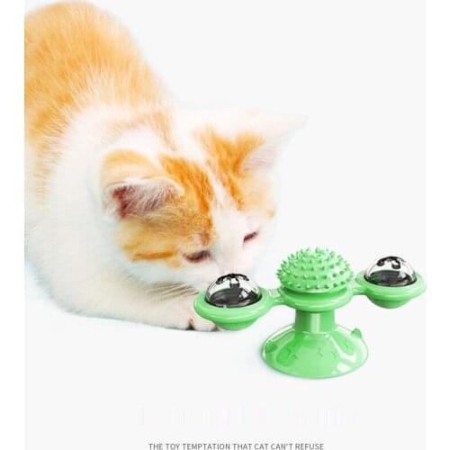 Windmill Toys For Cats Puzzle Whirling Turntable With Brush Cat Play Game cat Toys Windmill Kitten Interactive Toy Supplies Pet
