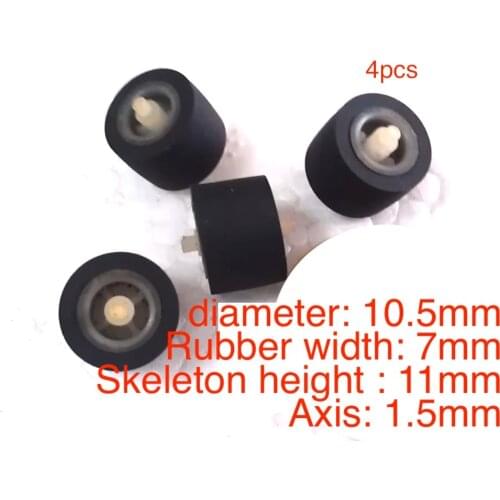 10.5x7x1.5mm pinch roller Audio Belt Pulley Tape Recorder Cassette deck rubber Wheel with axis for SONY Panasonic Stereo player