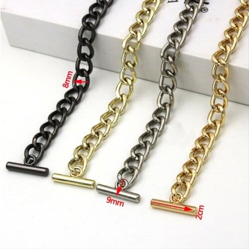 Bag Chain DIY 8mm Gold, Silver, Gun Black Metal Replacement Chains Shoulder Straps for Small Handbags Handle with OT Clasps