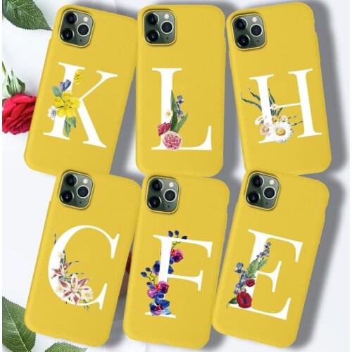 Custom Letter Phone Case For iPhone XR X XS Max 11 Pro 6S 6 7 8 Plus Case Cover Silicone Soft Yellow TPU For iPhone SE 2020