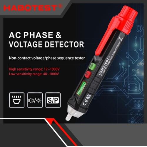 Habotest HT100P Non Contact 3 Phase Rotation Indicator AC Voltage Detector Pen Tester Right Left Normal Reverse Rotation Pencil