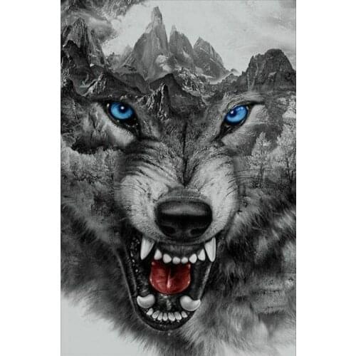 5D DIY Mosaic Diamond Painting Wolf Head Landscape Picture Of Rhinestones Full Square Round Diamond Embroidery Wolf decor