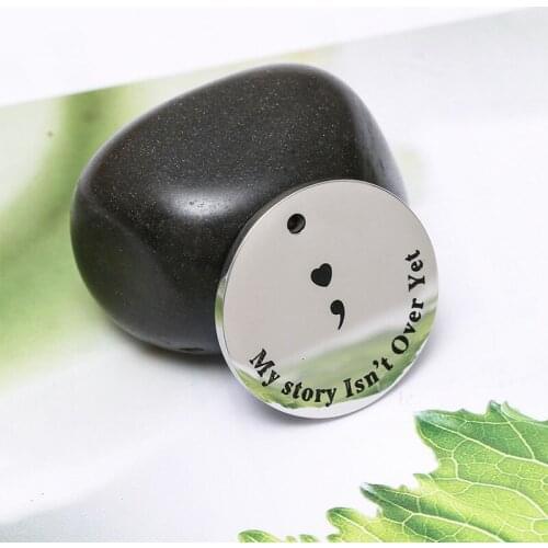 New fashion white rings for keys simple lettering My story Isn't Over Yet stainless steel round trinket