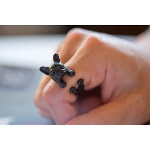 Unique Trendy Retro French Bulldog Adjustable Ring High Quality Design Mens Promise Rings Women Gift Overwatch Aros