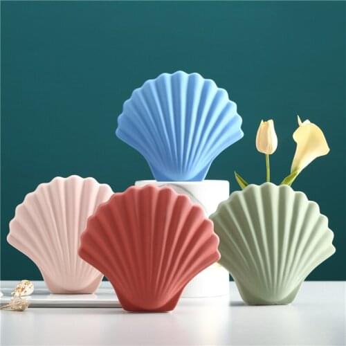 Morandi Nordic Style Creative Shell Ornament Vase Home Decoration Flower Living Room Model Room Decoration