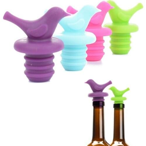 Creative Christmas Party Gift Bird Shaped Wine Bottle Stoppers Silicone Beer Wine Cork Plug Bottle Cover Kitchen Bar Tool