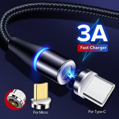 3A Magnetic Fast Charging Data Sync Micro USB Type C Cable For Xiaomi Redmi 9A 4X Note 10 Samsung A10 A50 A52 Mobile Phone Cable