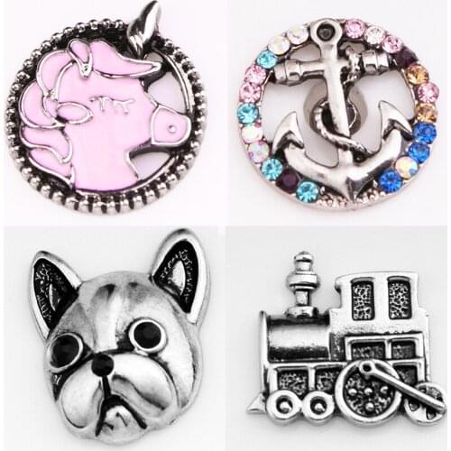 MF2406 Unicorn DOG train 18mm Metal Snap button fit snap jewelry DIY