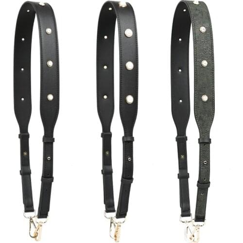 Fashion Crossbody Bag Strap Leather Pearl Wide Shoulder Bag Strap Replacement Gold Buckle Handbag Straps Belts For Bags