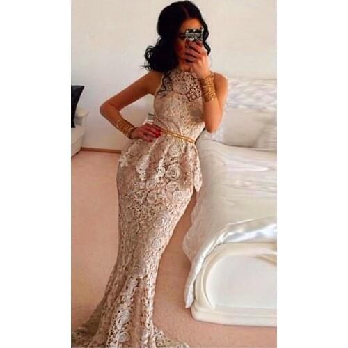 Real Picture Muslim 2018 Sleeveless Beading Floor Length Evening prom gown Formal mermaid Lace Mother Of The Bride Dresses