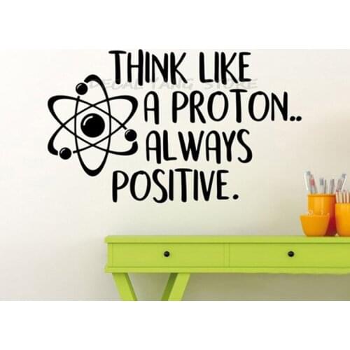 Think Like A Proton Always Positive Wall Decal Science Poster Inspirational Quote School Education Vinyl Sticker Art Decor