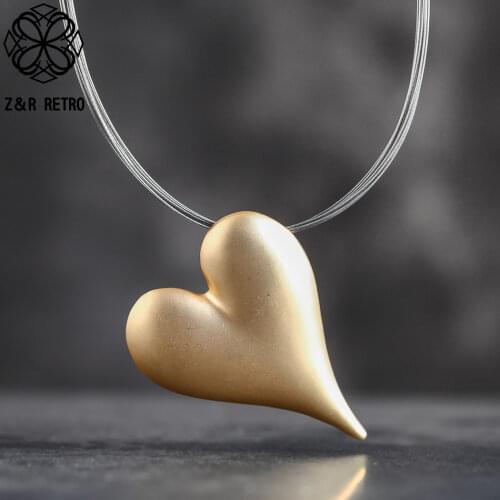Gold Color Sweet Heart Neck Choker Necklace Jewelry Decoration For Women Statement Suspension Pendant Accessories Gift Wholesale