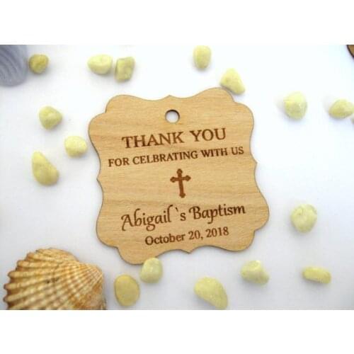 Personalized cross Wooden baby shower gift favor tags baptism Christening birthday party favors invitation inserts labels