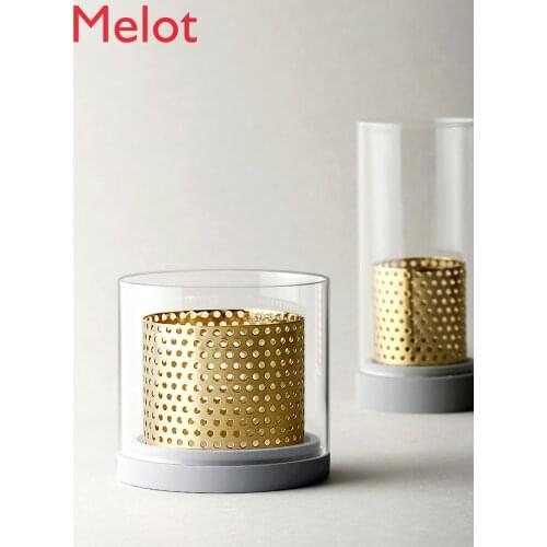 Incense Candle Holder Dining Table Dinner Cement Glass Hotel Windproof Candle Holder Modern Candlestick Home Creative