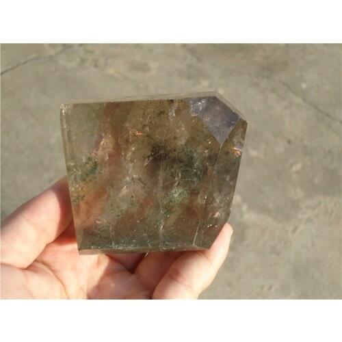 RAINBOW 425g RARE NATURAL GREEN Ghost QUARTZ CRYSTAL POINT HEALING LA1049