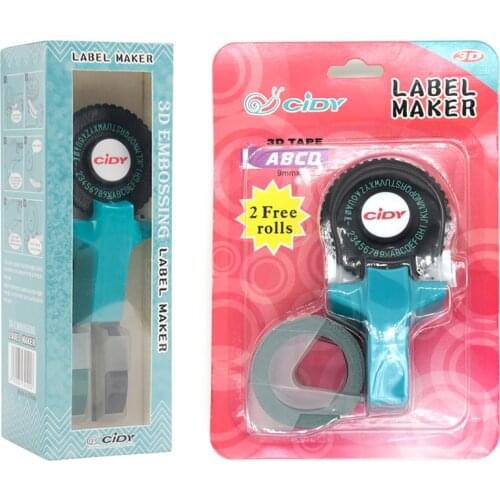Blue Cidy C101 Manual Label Makers for 9mm 3D Embossing Plastic Label Tapes Mini Handhold Typewriter Replacement of Motex E101