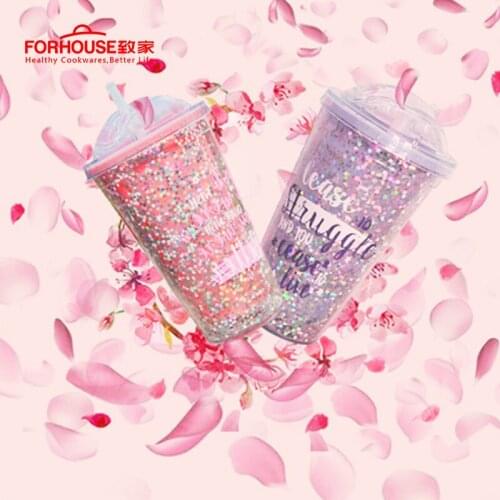 400ml Drinking Cup Cute Star Glastic Straw Water Bottle For Kid Girls Gift Free Shipping