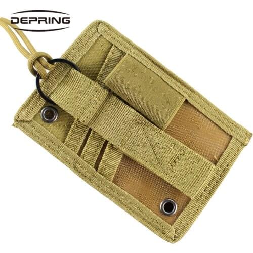 Tactical Outdoor Hunting Molle Hook&Loop Pouch ID Card Holder Pouch Folder File Organizer with Neck Lanyard Key Ring