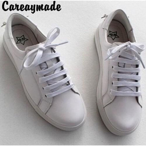 Careaymade-Genuine Leather Shoes,Academy Wind Thick Bottom, Round Head Flat Bottom Small White Top Womens Shoes