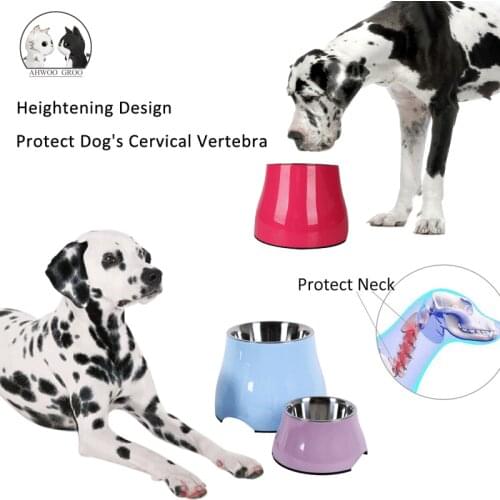 Heightning Dog Bowls Pet Neck Protective Feeder Bowl Sets Anti-slip Dog Standing Feeding Bowl Pet Dog Raised Avoid Tip Over Bowl
