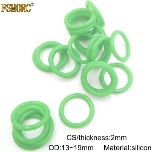 100pcs 2mm Thickness High quality green silicon o-rings OD 13 16 17 19mm house use gasket no poison o ring