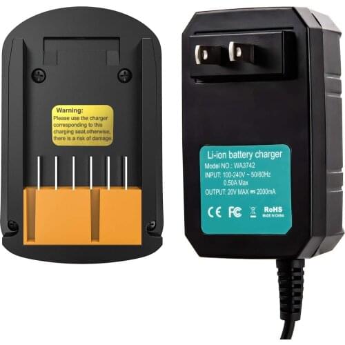 EU/US Plug Lithium Battery Charger for Worx WA3520 W3575 WA3578 20V 18V Li-Ion Battery 2A Charger for Worx WA3742 WA3875