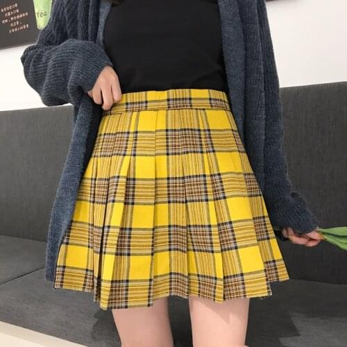 New Summer 2020 Harajuku Cotton Women Skirt Casual Plus Size Plaid Pleated Saia Black Female Fashion Checkered Shorts Skirts