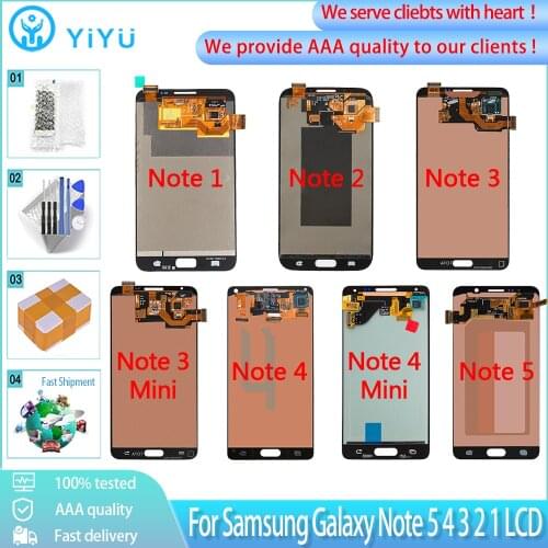 AMOLED For Samsung Galaxy Note 5 Note 4 Note 3 Note 2 Note 1 LCD Display Touch Screen Digitizer With Burn-shadow AAA++ Assembly