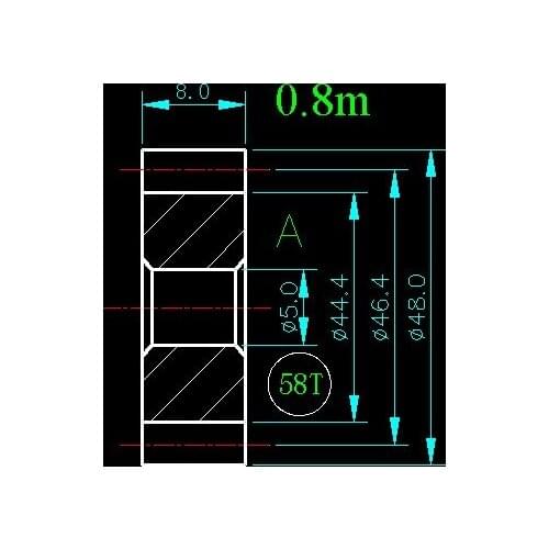0.8m 58T/Hole 5mm 6mm 8mm 10mm/width 8mm/For Meat Grinder Parts etc