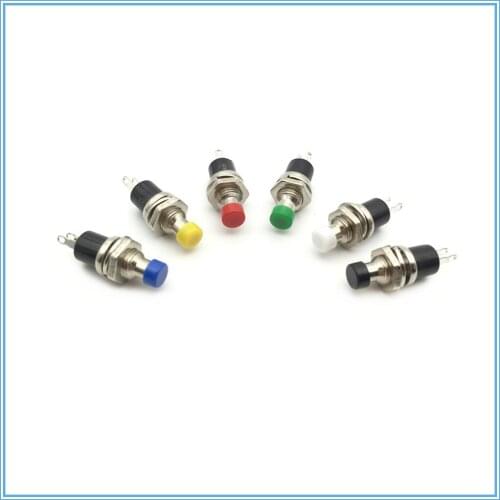10Pcs 7mm Thread Multicolor 2 Pins Momentary Push Button Switch 1NO PBS-110