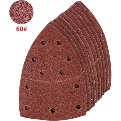 10pcs Selfadhesive Sandpaper Triangle Sanding Sheets 11 Holes Abrasive Tools 40-2000Grit For Bosch PSM 160A Metabo FMS200 Sander