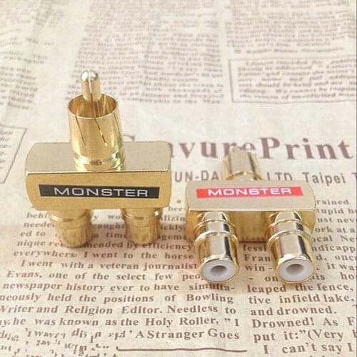 2PCS/lot RCA Male to dual 2xRCA Female Right Angle L Type Y Splitter copper Gold Plated AV Audio Video Adapter Plug Converter