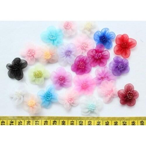 300pcs handmade Organza Flowers in variety colors 24mm wholesale free shipping