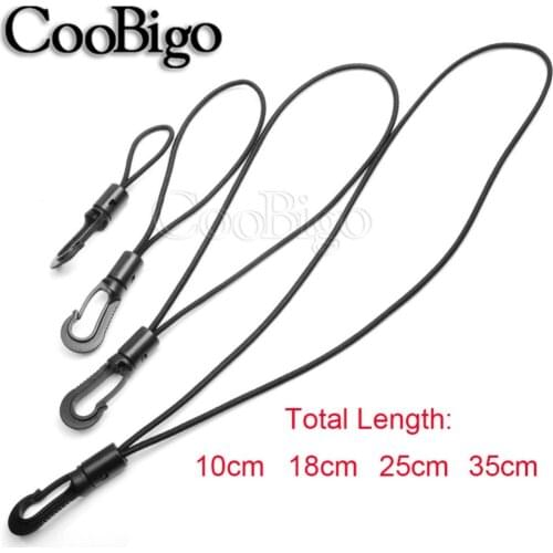 5pcs Outdoor Kayak Canoe Plastic Snap Hooks Bungee Tied Tether Rope Elastic Shock Cord Loops Dia. 2.5mm 4 Sizes Length