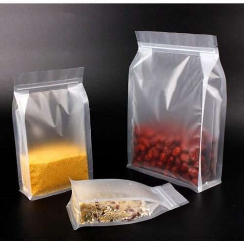 50Pcs 3D Stand Up Matt Plastic Ziplock Bag Frosted Translucent Coffee Snack Cookie Rice Package Bag Plastic Gift Bag
