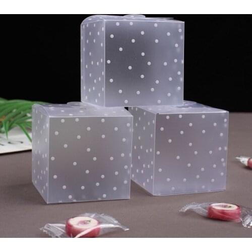 500pcs PVC Dot Candy Box Square Frosted Gift Box DIY Plastic Packaging Box Wedding Party Decorations WB101